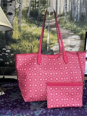 kate spade Pink Patterned Tote with Matching Zip Pouch